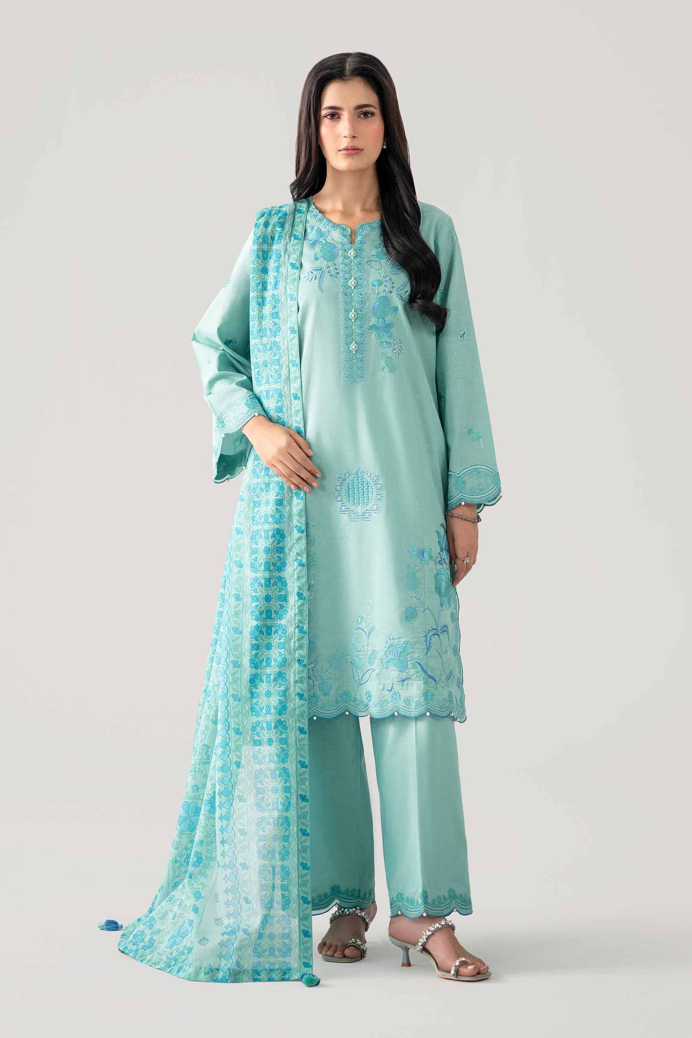 3 Piece - Printed Embroidered Suit