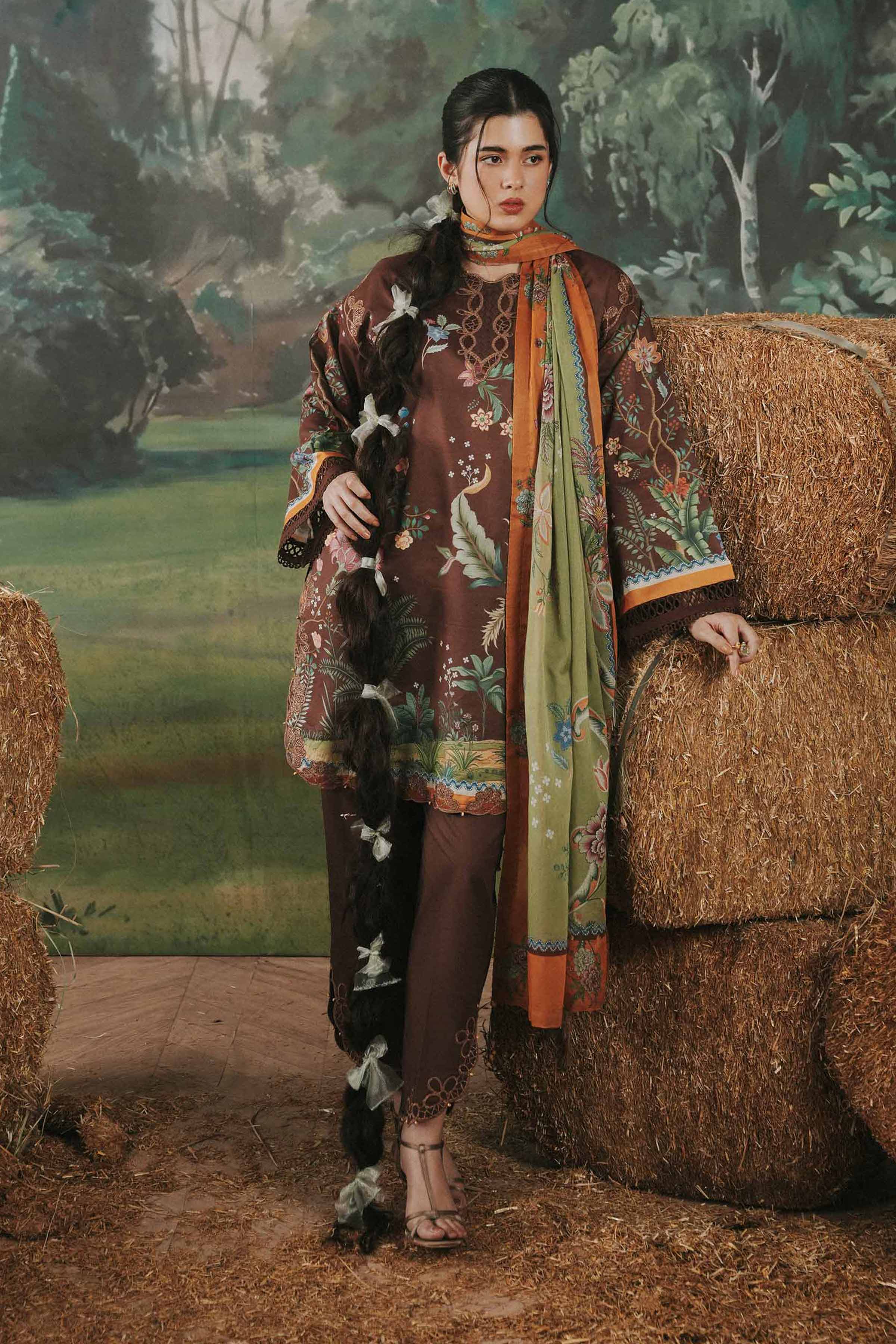 3 Piece - Digital Printed Embroidered Suit
