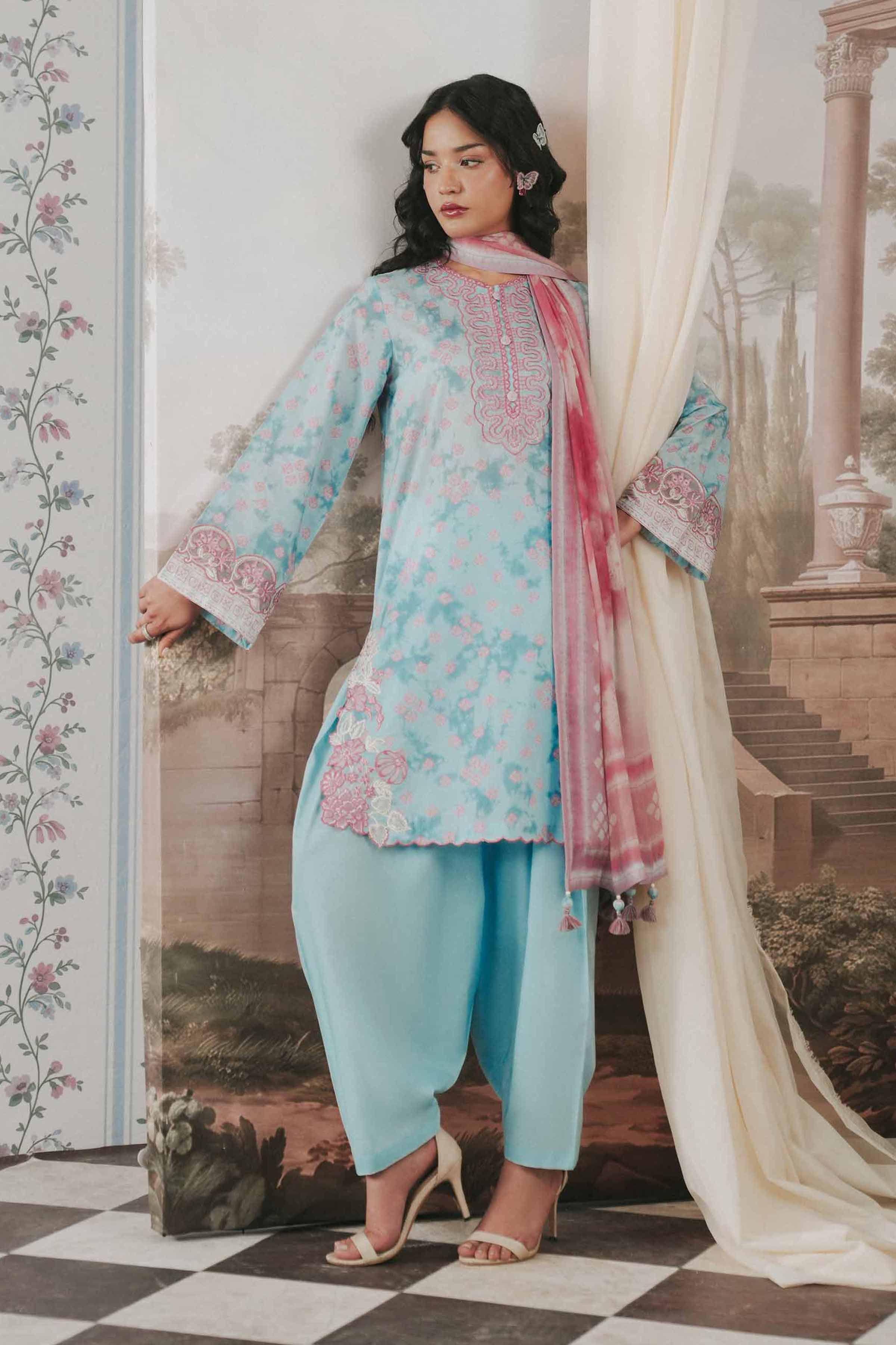3 Piece - Digital Printed Embroidered Suit