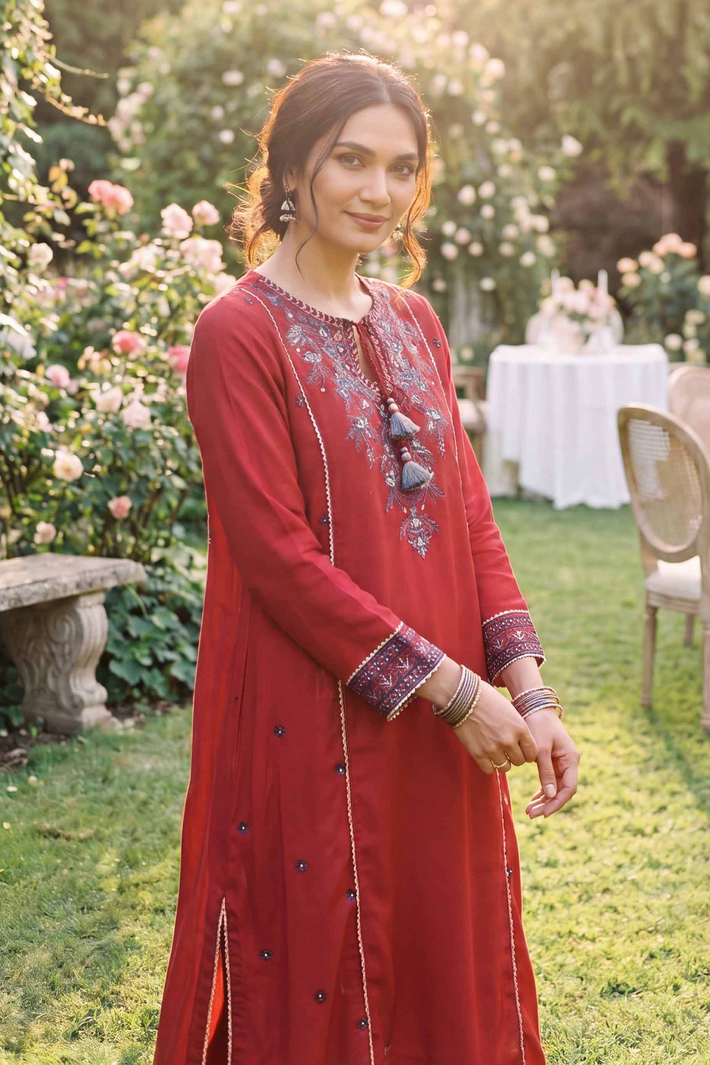 2 Piece - Embroidered Suit - PMD26-12 M