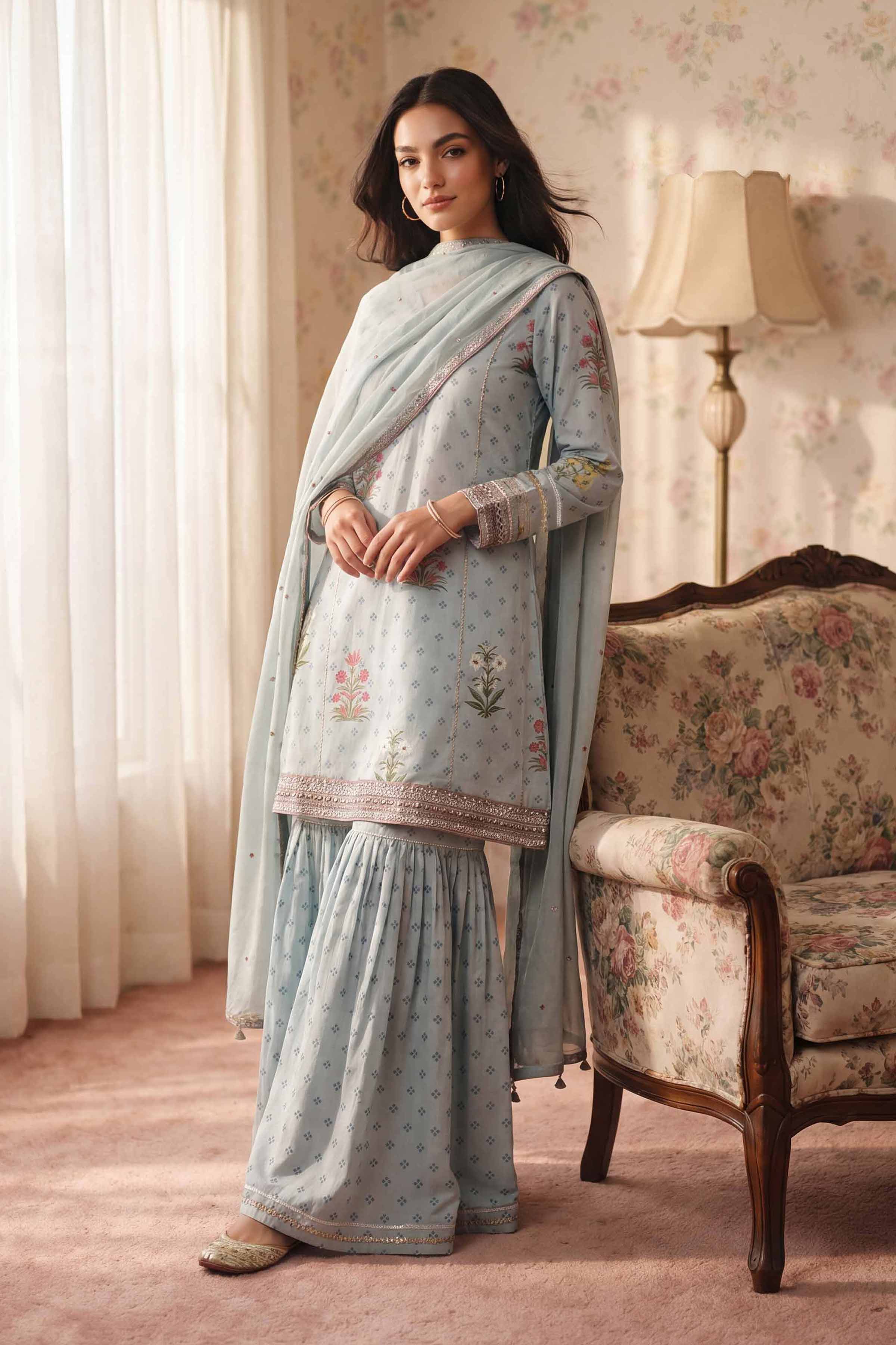 3 Piece - Embroidered Suit - PMD26-43 M