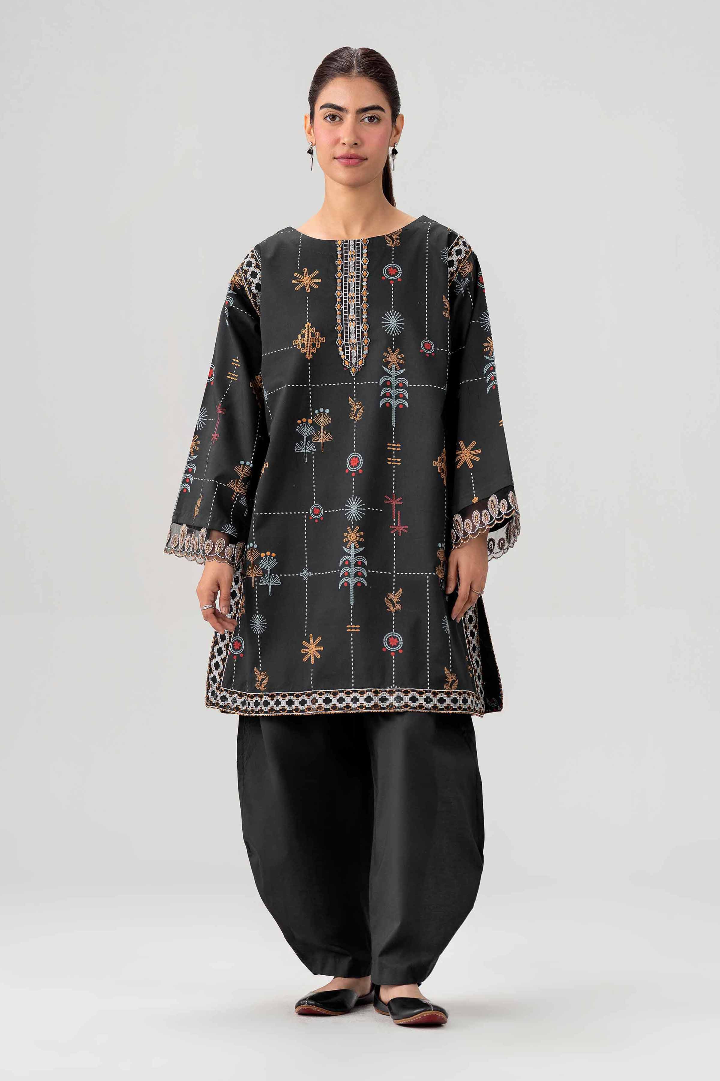 2 Piece - Printed Embroidered Suit