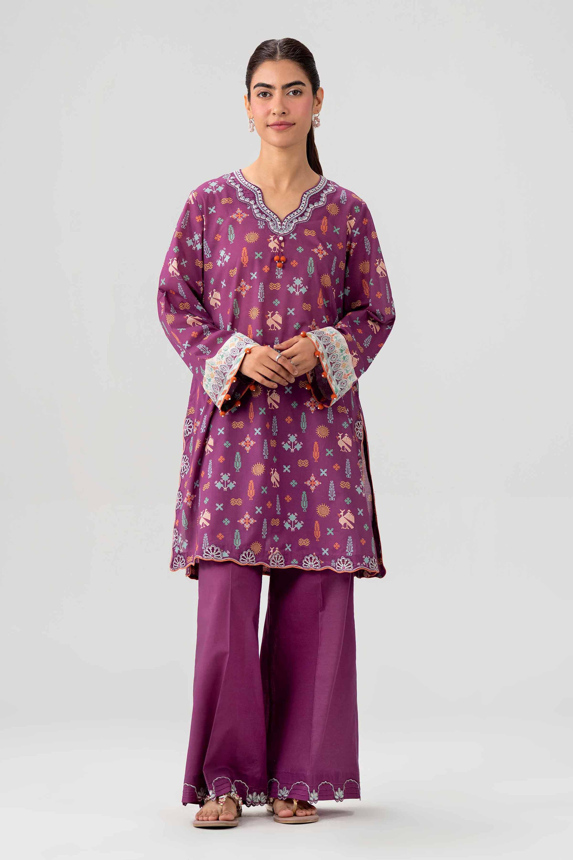 2 Piece - Printed Embroidered Suit