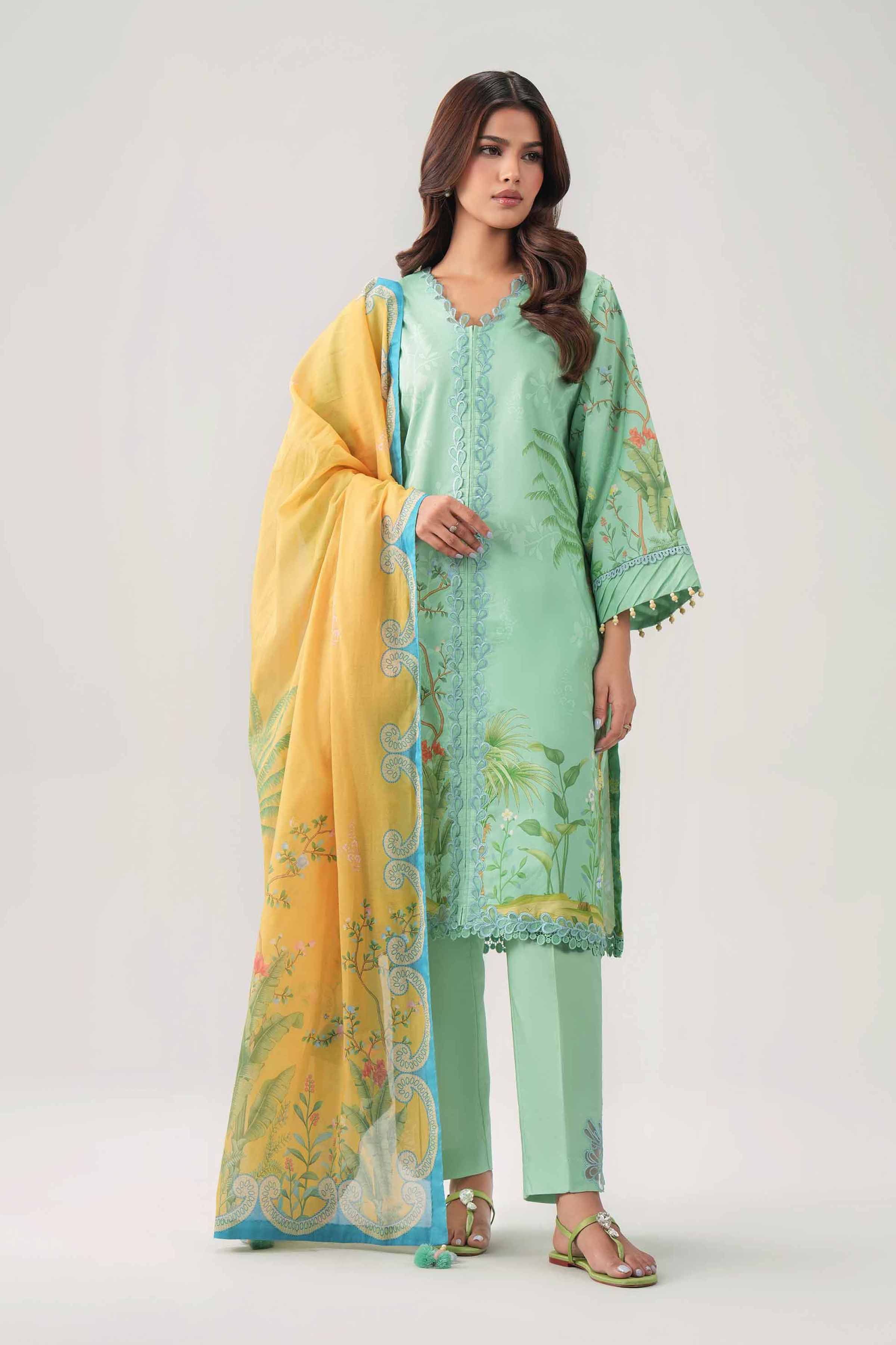3 Piece - Digital Printed Embroidered Suit