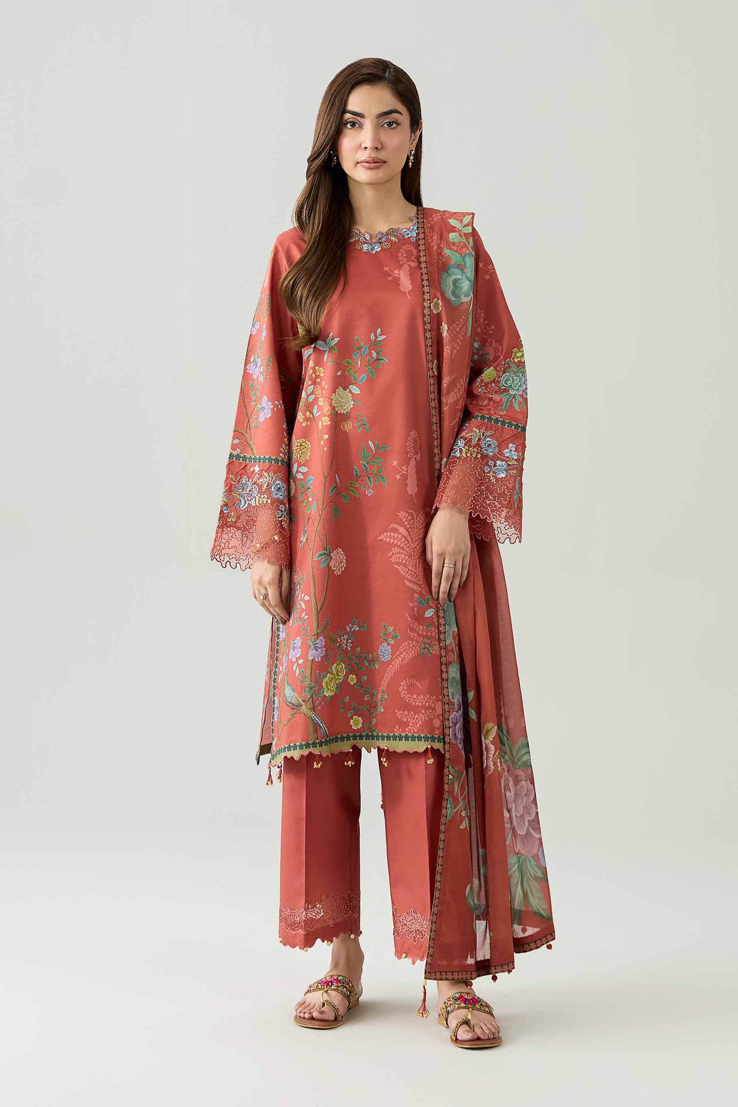 3 Piece - Digital Printed Embroidered Suit