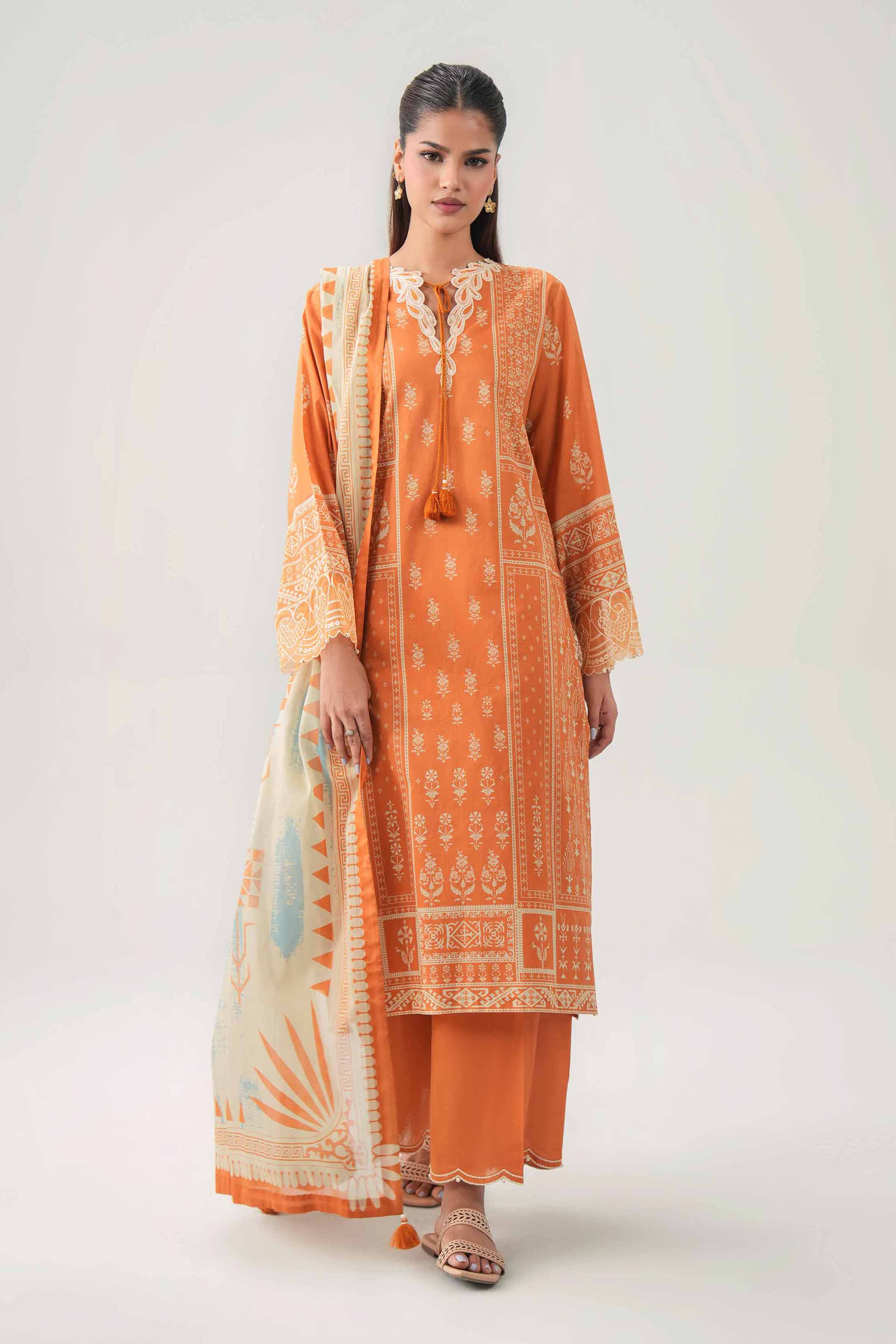 3 Piece - Digital Printed Embroidered Suit