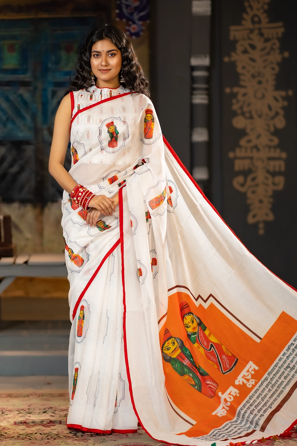 Women’s Half Silk Saree Multi Industrial Print
