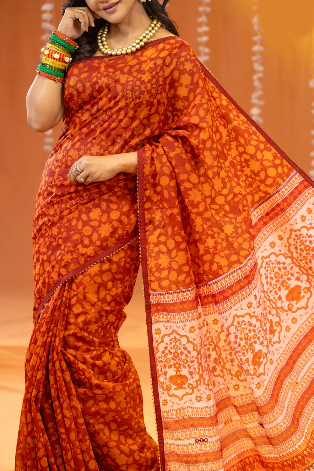 Tama Half Silk Saree with Embroidery and Screen Print