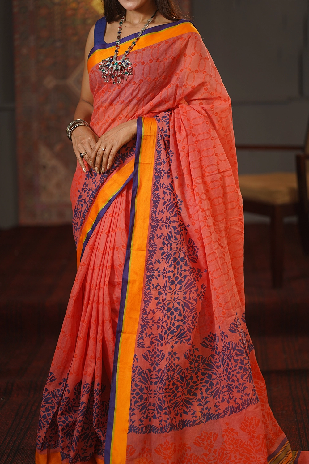 Sweet Color Cotton Saree with Screen Print