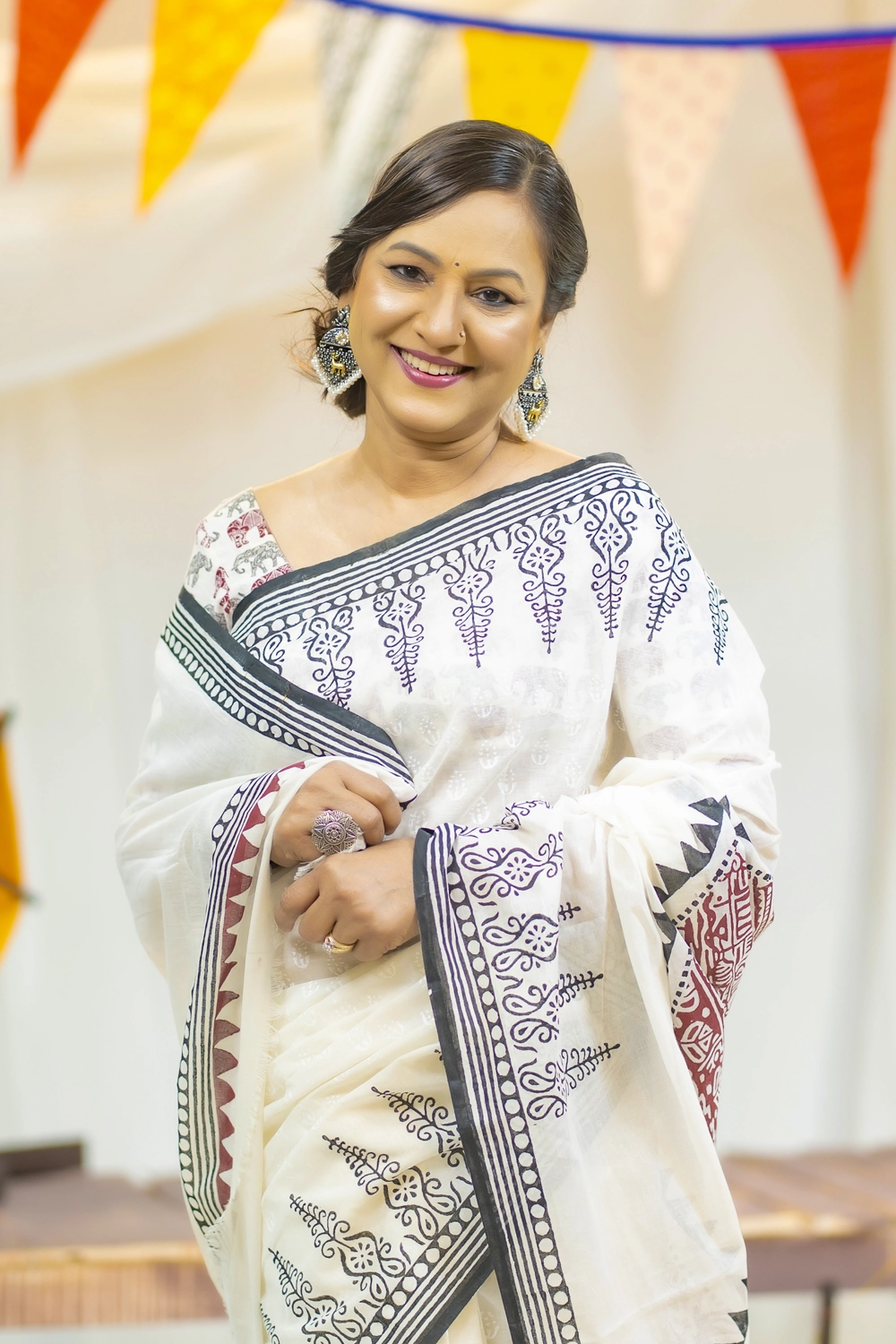 Multi Cotton Blockprint Saree