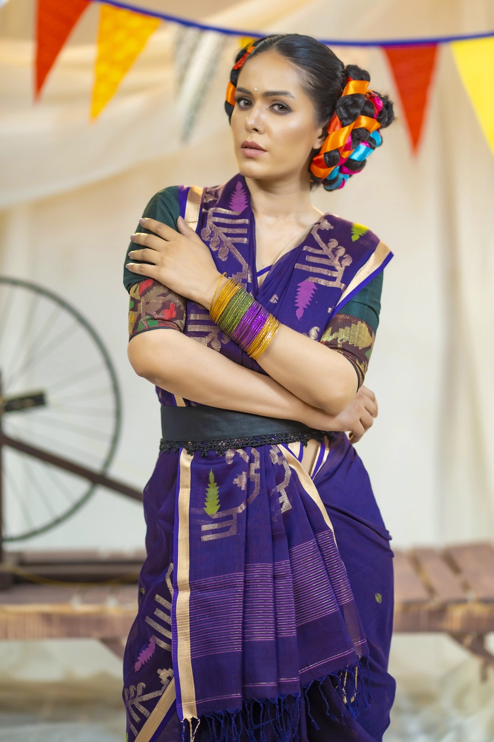 Graceful Multi Color Jamdani Handloom Saree