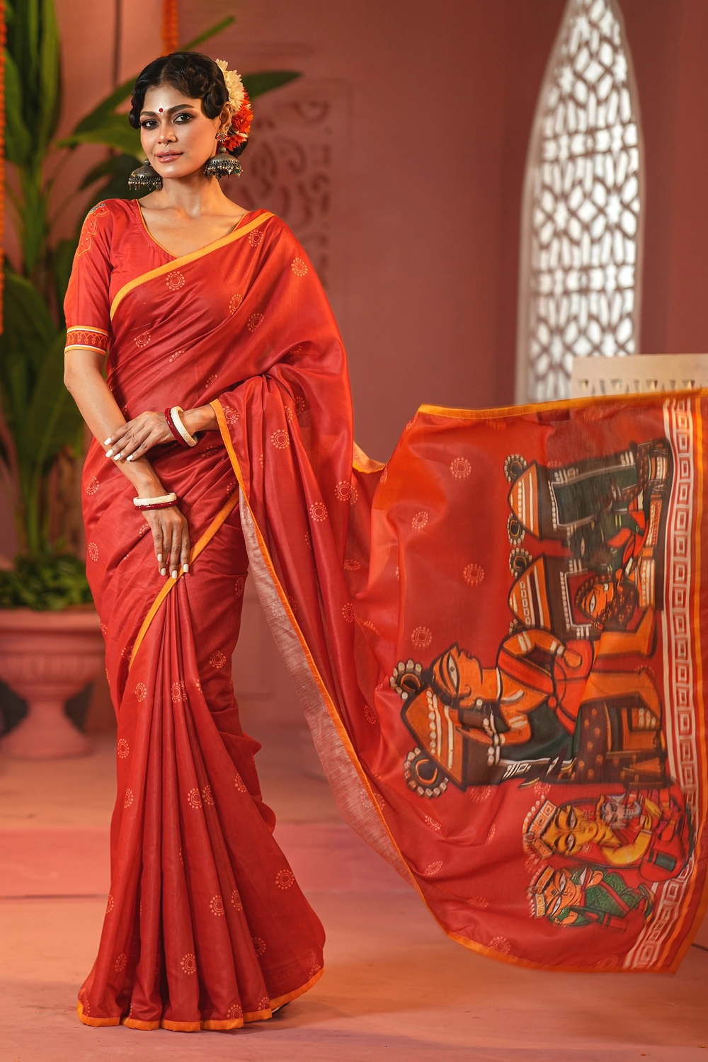 Tama Half Silk Saree with Industrial Print saree