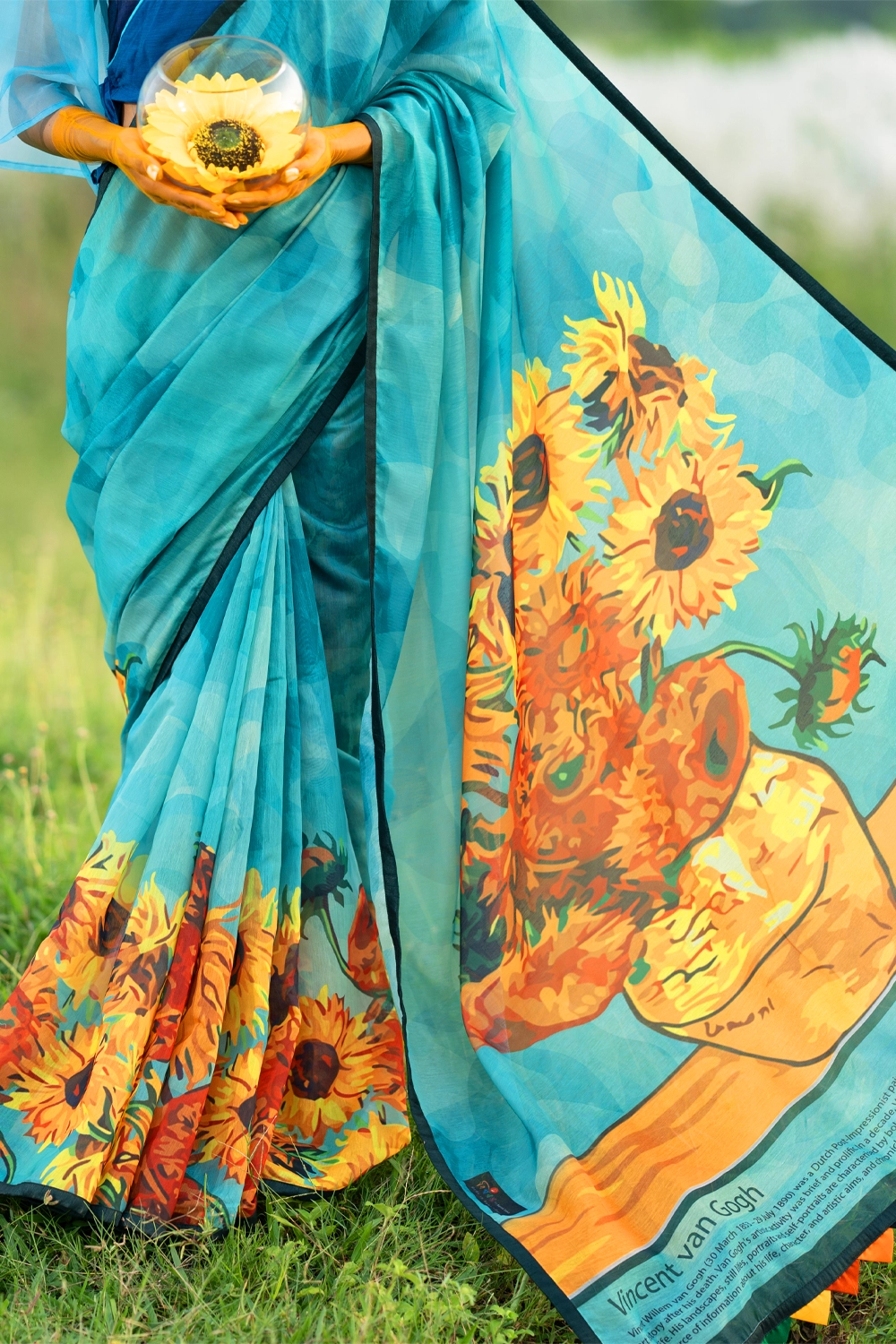 Multi Industrial Print Saree in Half Silk
