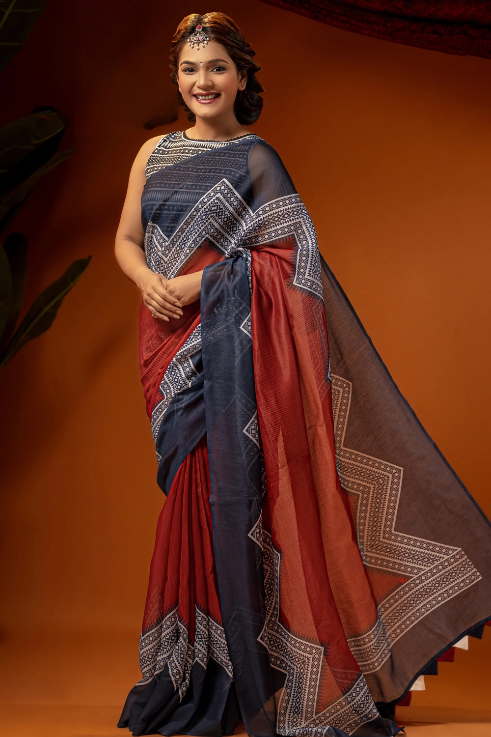 Tama Industrial Print Half Silk Saree
