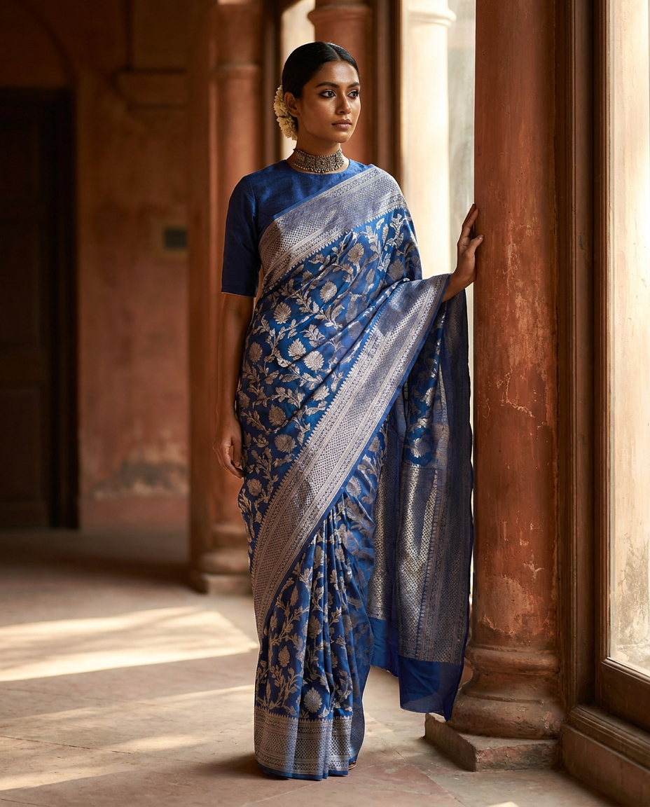 Surma Chhaya Tissue — Handloom Mulberry Silk & Metallic Tissue Saree Luméora Bangladesh