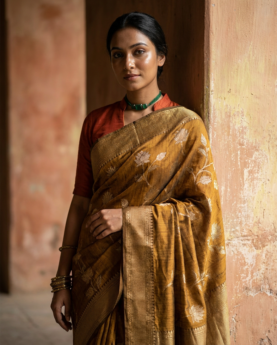 Kadam Kahini Tussar — Rajshahi Handloom Tussar Silk Saree Luméora Bangladesh